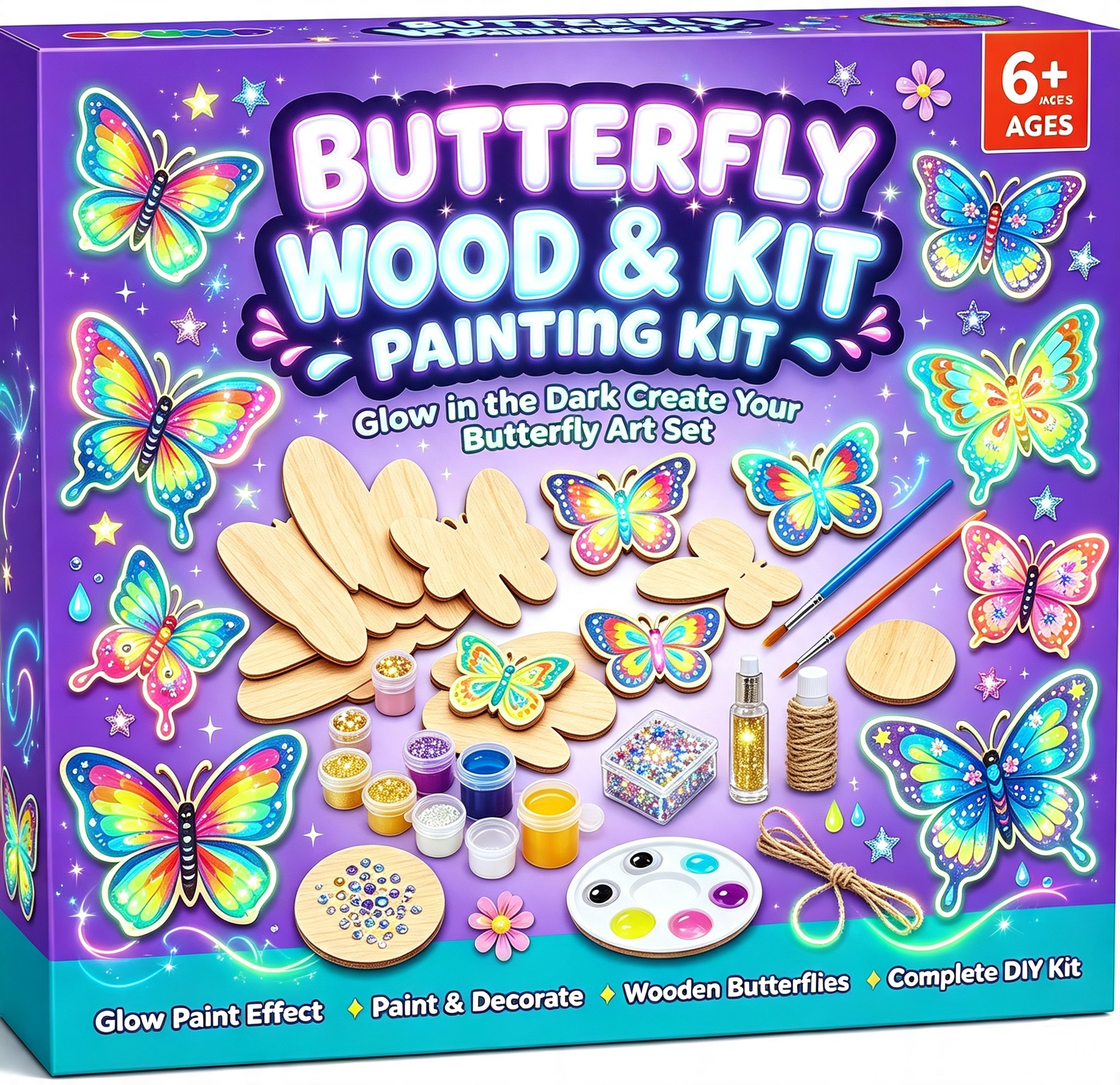 Diy Wood Slice Craft Activities Kits Glow in the Dark Wooden Drawing Toys for Kids Educational Gift Diy Wood Slice Craft Activities Kits Glow in the Dark Wooden Drawing Toys for Kids Educational Gift - Image 1